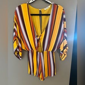 Mustard pinstripe romper